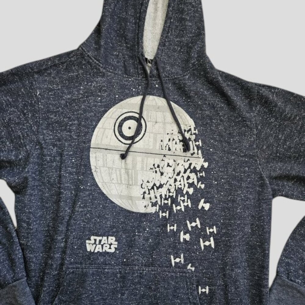 * STAR WARS Blue Hooded DEATH STAR Pullover Mens MEDIUM - Picture 5 of 5